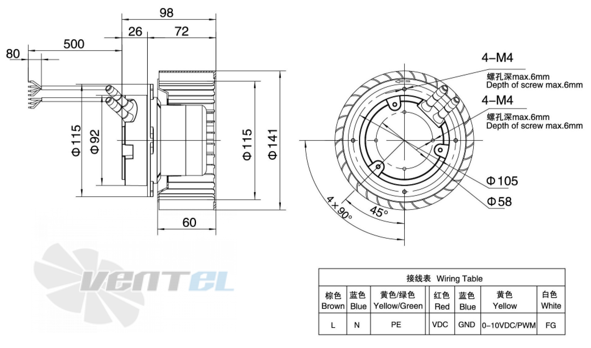 Weiguang WEIGUANG EC072-25E3G01-FR140-60P1-01 0.067 КВТ - описание, технические характеристики, графики