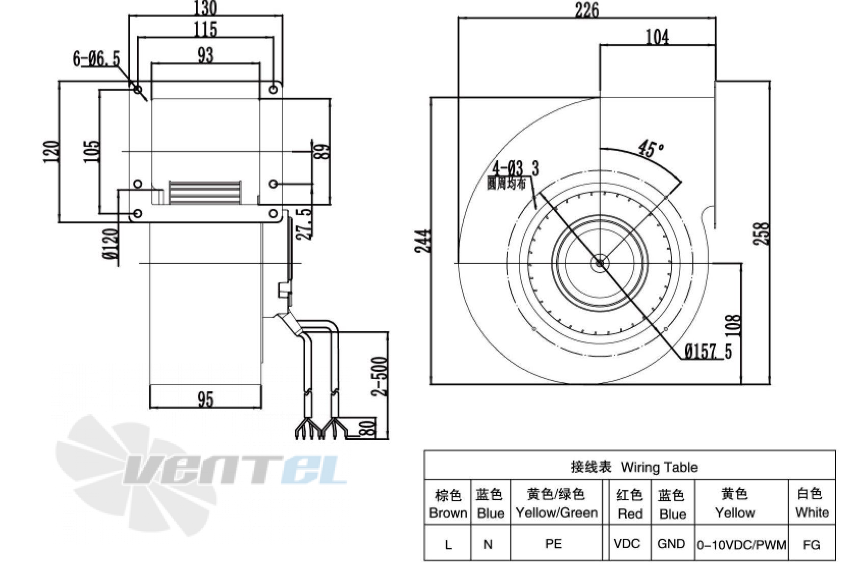 Weiguang WEIGUANG EC072-25E3G01-FG140-60S1-03 0.07 КВТ - описание, технические характеристики, графики