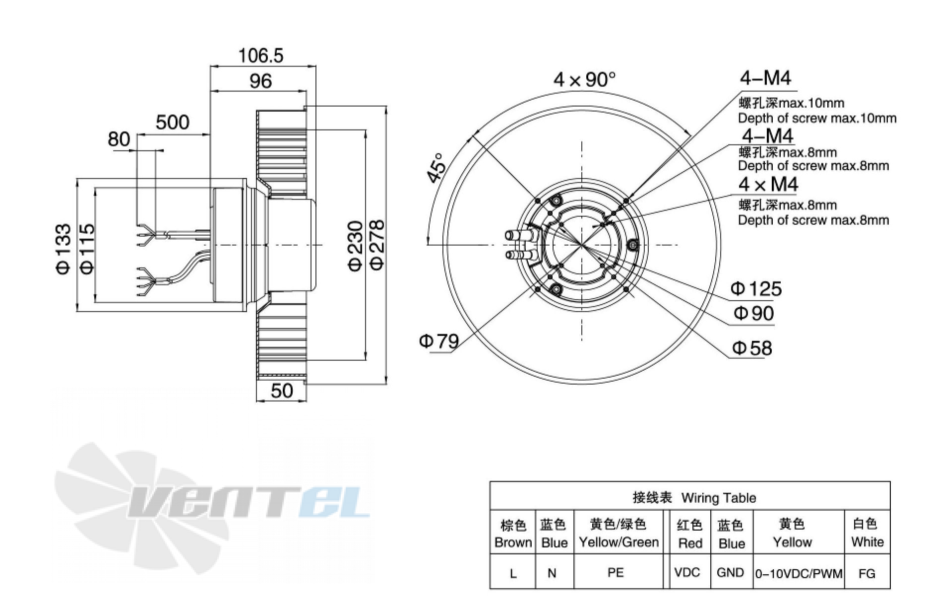 Weiguang WEIGUANG EC092-25E3G01-FR277-50P1-01 0.045 КВТ - описание, технические характеристики, графики