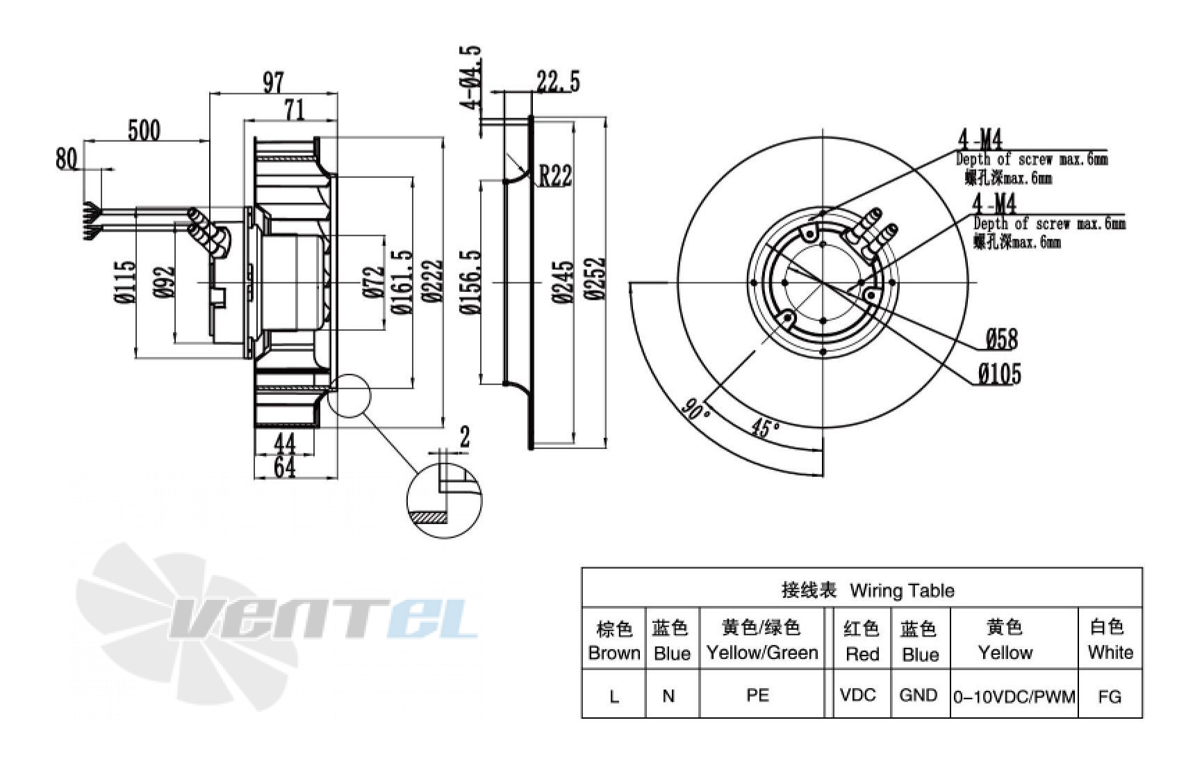 Weiguang WEIGUANG EC072-25E3G01-B220-44P1-01 0.062 КВТ - описание, технические характеристики, графики