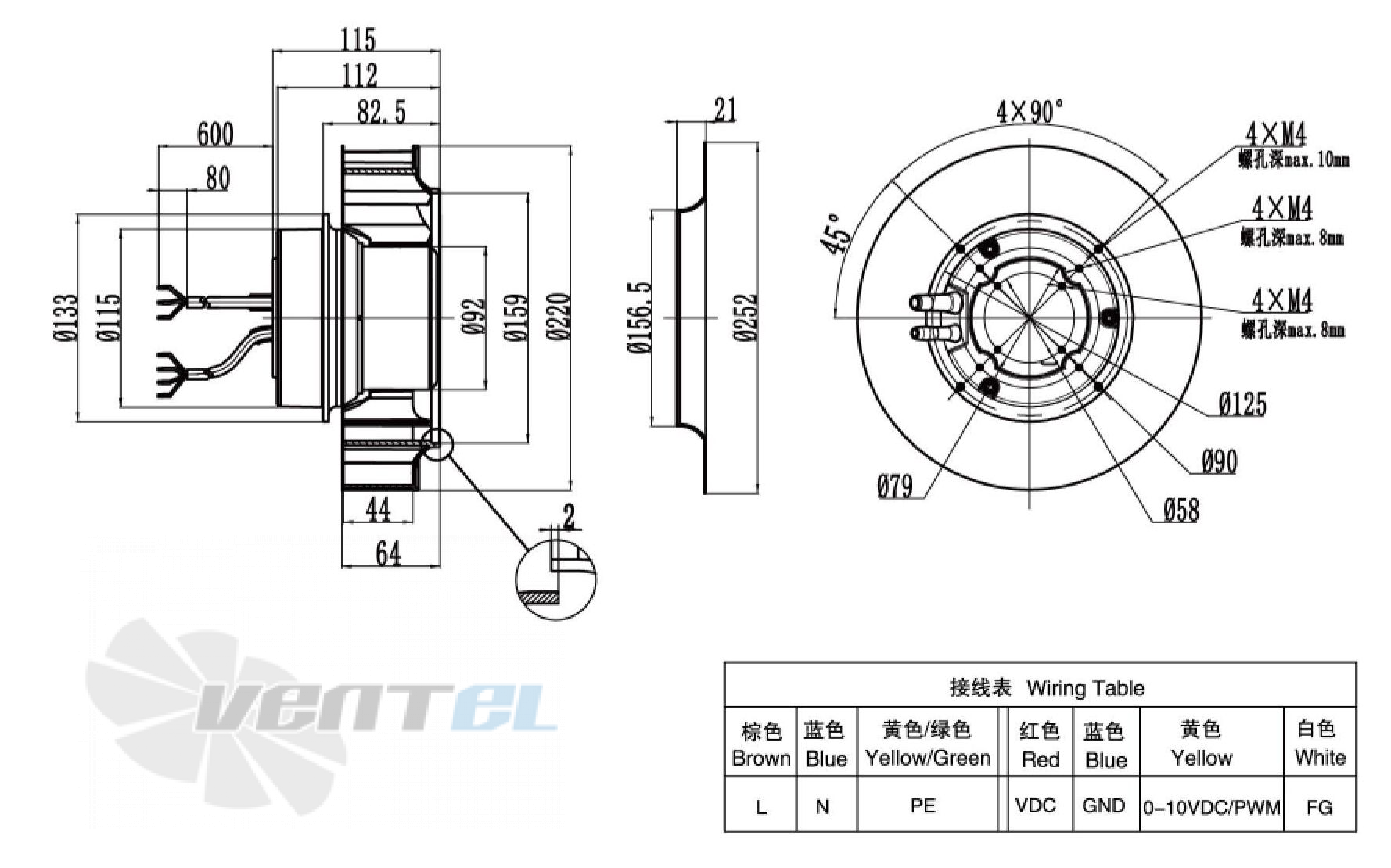 Weiguang WEIGUANG EC092-25E3G01-B220-44P1-01 0.16 КВТ - описание, технические характеристики, графики