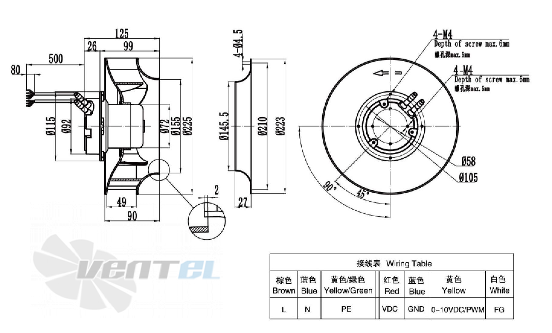 Weiguang WEIGUANG EC072-35E3G01-B225-49P1-06 0.145 КВТ - описание, технические характеристики, графики