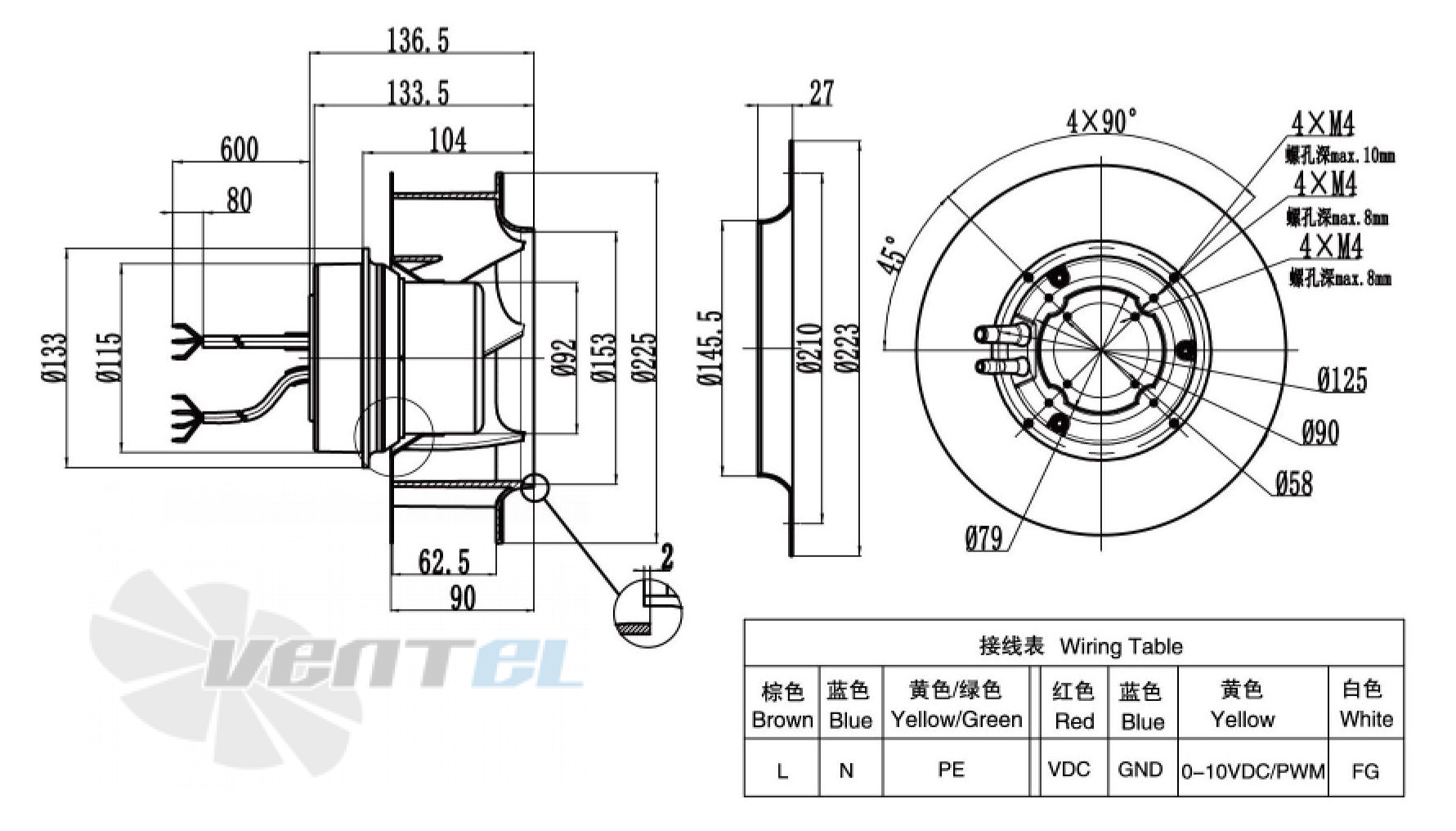 Weiguang WEIGUANG EC092-25E3G01-B225-62P1-01 0.14 КВТ - описание, технические характеристики, графики