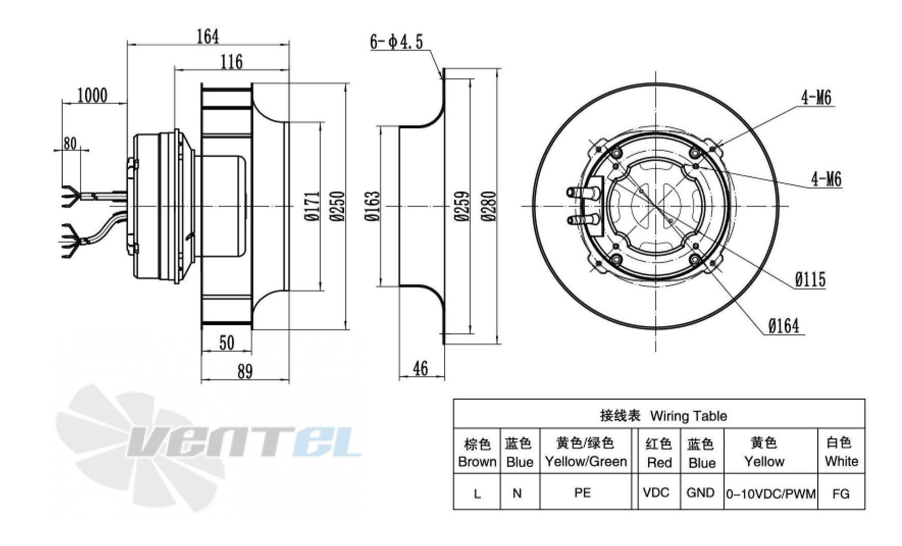 Weiguang WEIGUANG EC102-35E3G01-B250-50A1-01 0.6 КВТ - описание, технические характеристики, графики