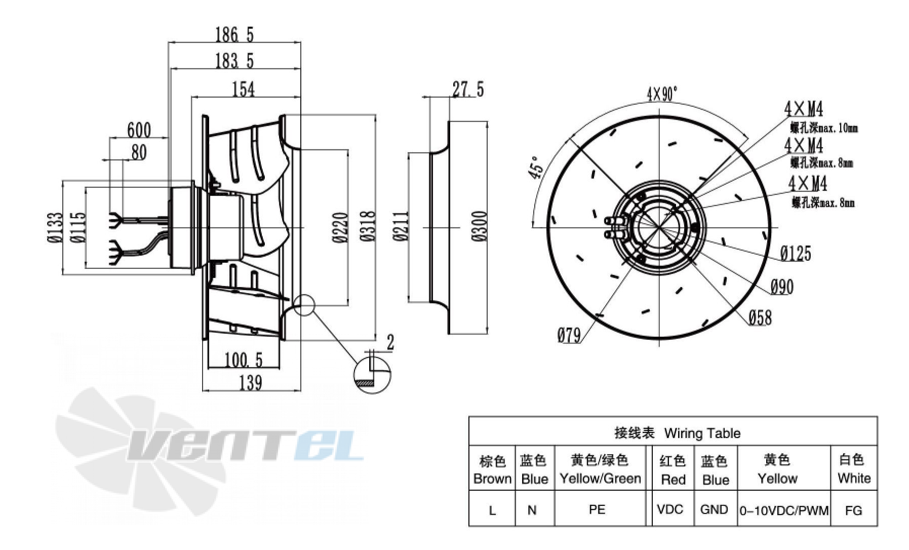 Weiguang WEIGUANG EC092-25E3G01-B310-100A1-01 0.17 КВТ - описание, технические характеристики, графики