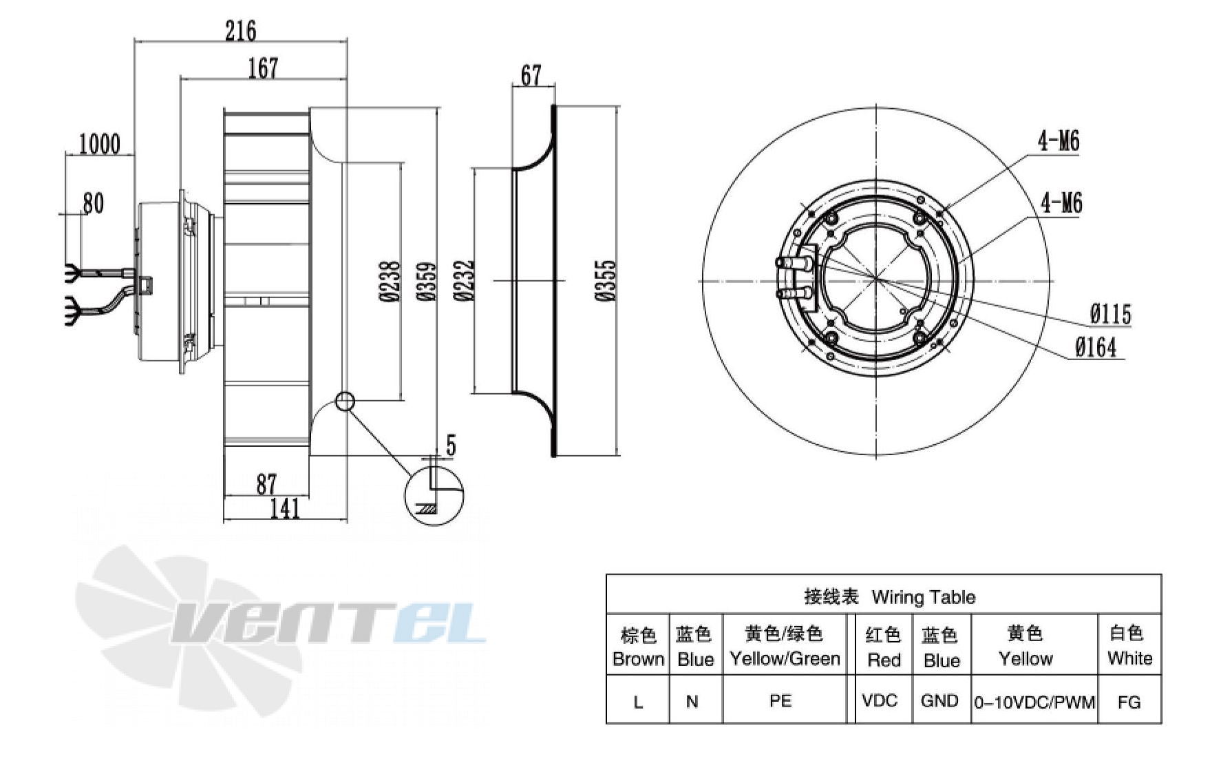 Weiguang WEIGUANG EC102-50E3G01-B355-87A1-01 0.73 КВТ - описание, технические характеристики, графики