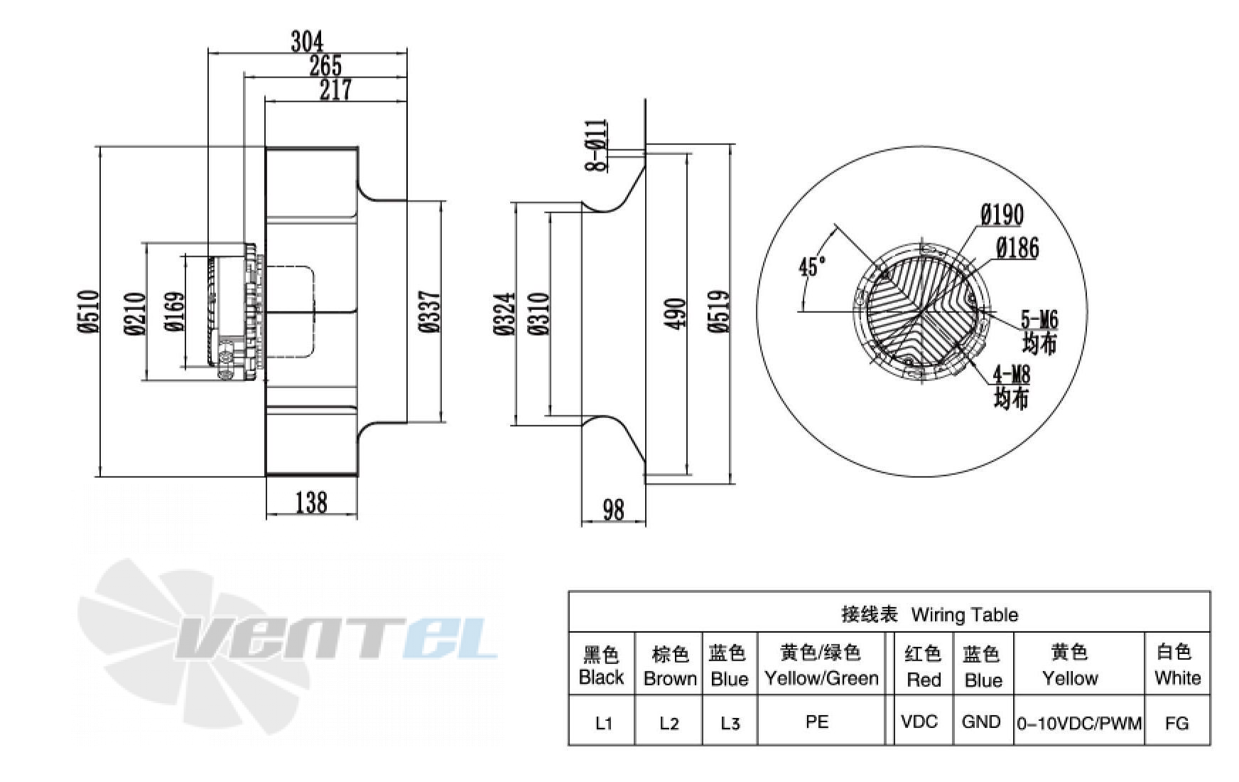 Weiguang WEIGUANG EC137-60D3G01-B500-138A1-01 0.83 КВТ - описание, технические характеристики, графики