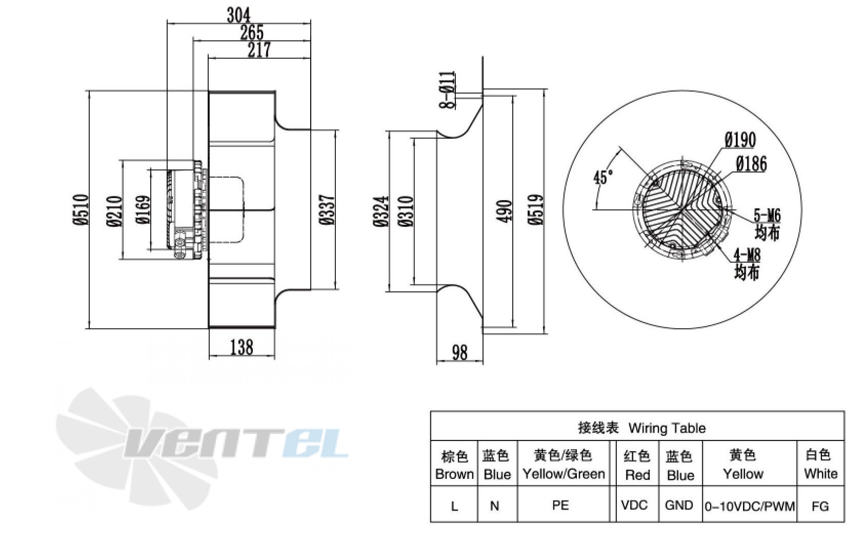 Weiguang WEIGUANG EC137-60E3G01-B500-138A1-01 1.0 КВТ - описание, технические характеристики, графики