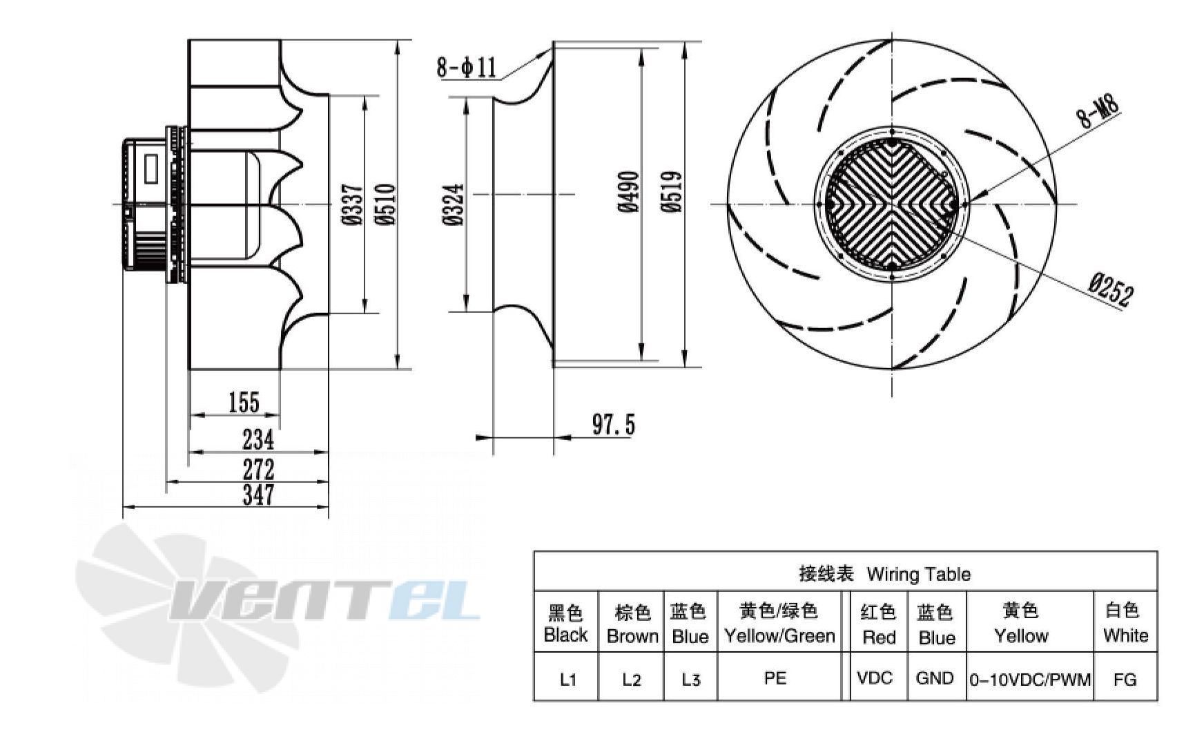 Weiguang WEIGUANG EC180-85D3G01-B500-155A1-02 5.25 КВТ - описание, технические характеристики, графики