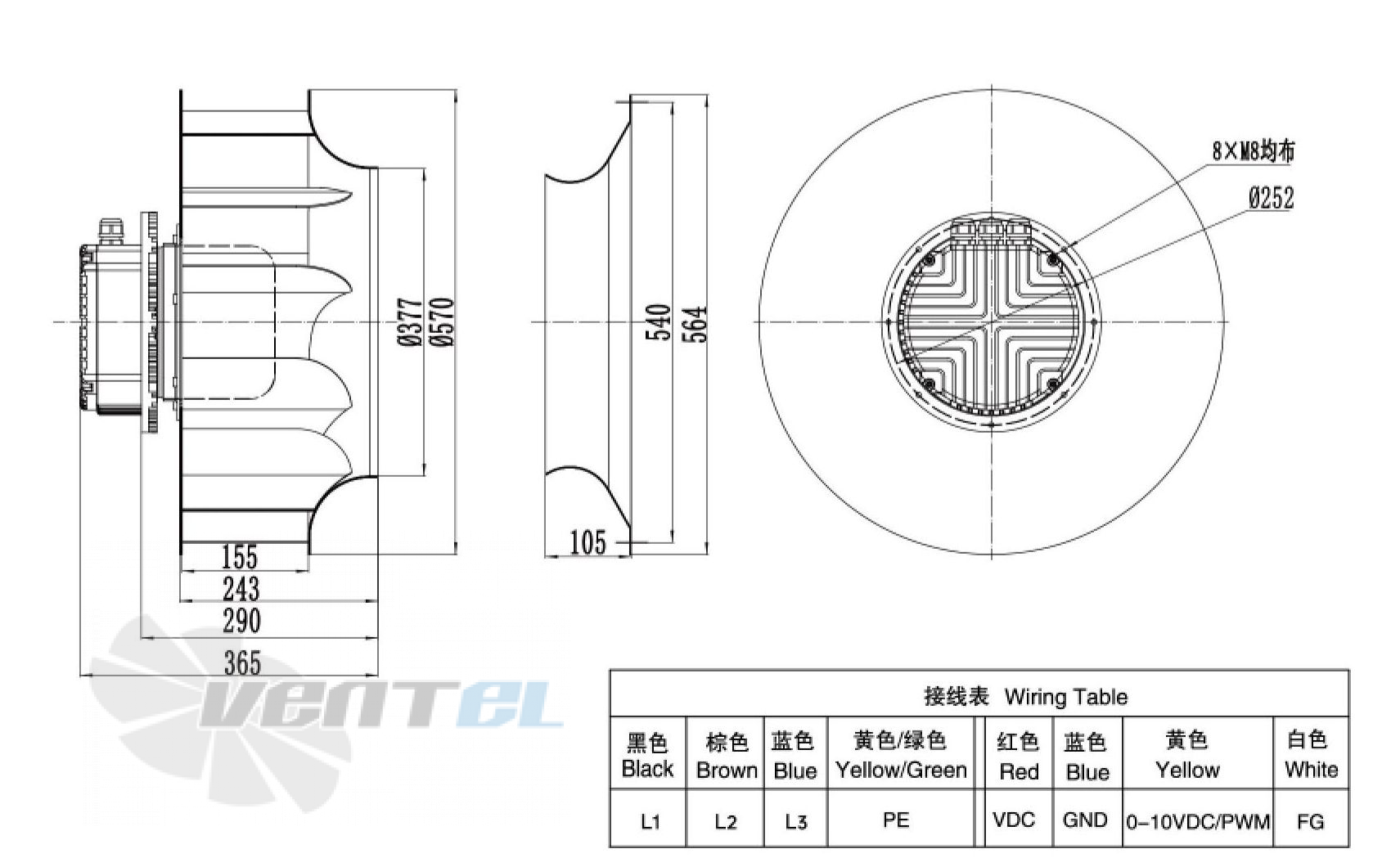 Weiguang WEIGUANG EC180-85D3G01-B560-155A1-02 5.5 КВТ - описание, технические характеристики, графики