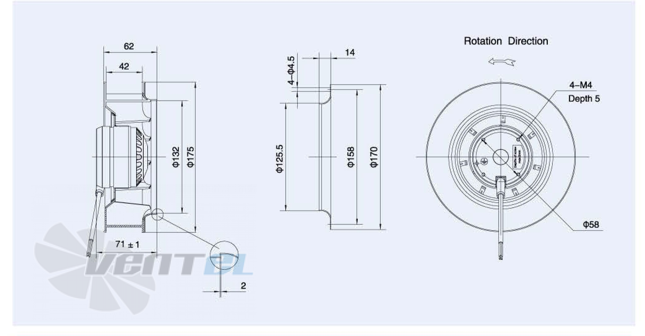 Weiguang WEIGUANG LXFB2E175-42-P72-20 0.039 КВТ - описание, технические характеристики, графики