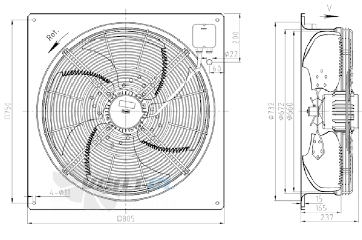 KEMAO KEMAO ODS660C-165B4.6D.V-01B 0.55 КВТ - описание, технические характеристики, графики