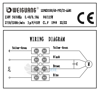 Weiguang WEIGUANG LXFB2E180-60-P92-25-AA01 - описание, технические характеристики, графики