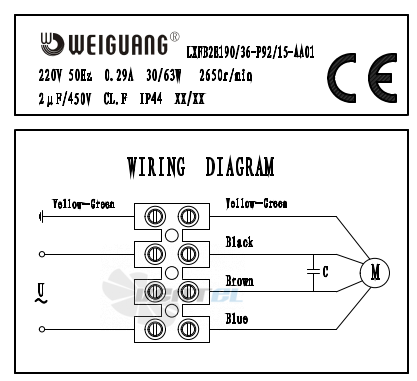 Weiguang WEIGUANG LXFB2E190-36-P92-15-AA01 - описание, технические характеристики, графики