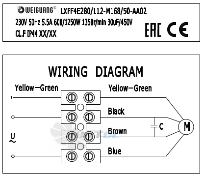 Weiguang WEIGUANG LXFF4E280-112-M168-50-AA02 - описание, технические характеристики, графики