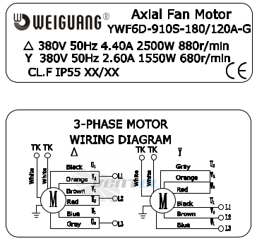 Weiguang WEIGUANG YWF-6D-910-S-180/120A-G - описание, технические характеристики, графики