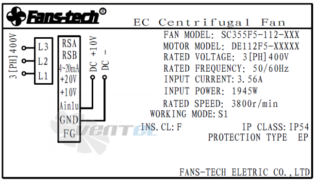 Fans-tech FANS-TECH SC355F5-112 - описание, технические характеристики, графики