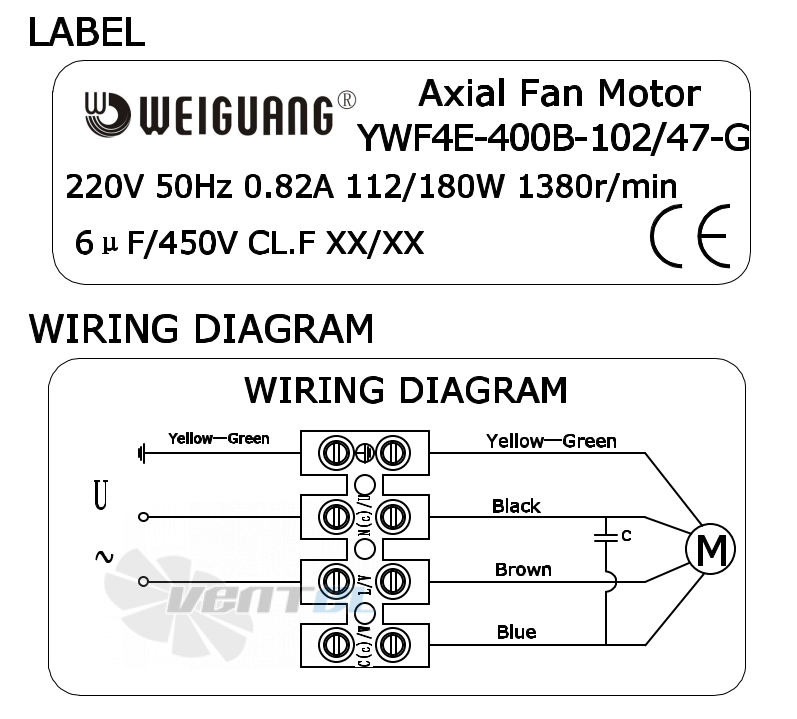Weiguang WEIGUANG YWF4E-400B-102/47-G - описание, технические характеристики, графики