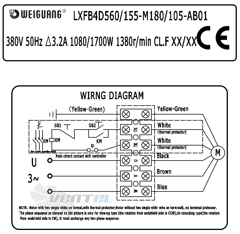 Weiguang WEIGUANG LXFB4D560-155-M180-105-AB01 - описание, технические характеристики, графики