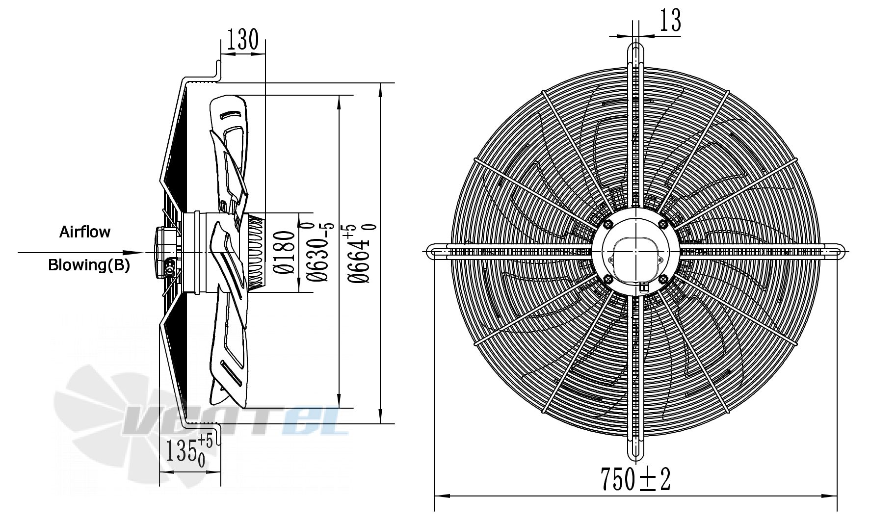 Weiguang WEIGUANG YWF-4D-630-B-180/100-G - описание, технические характеристики, графики