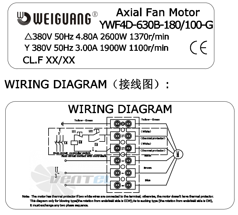 Weiguang WEIGUANG YWF-4D-630-B-180/100-G - описание, технические характеристики, графики