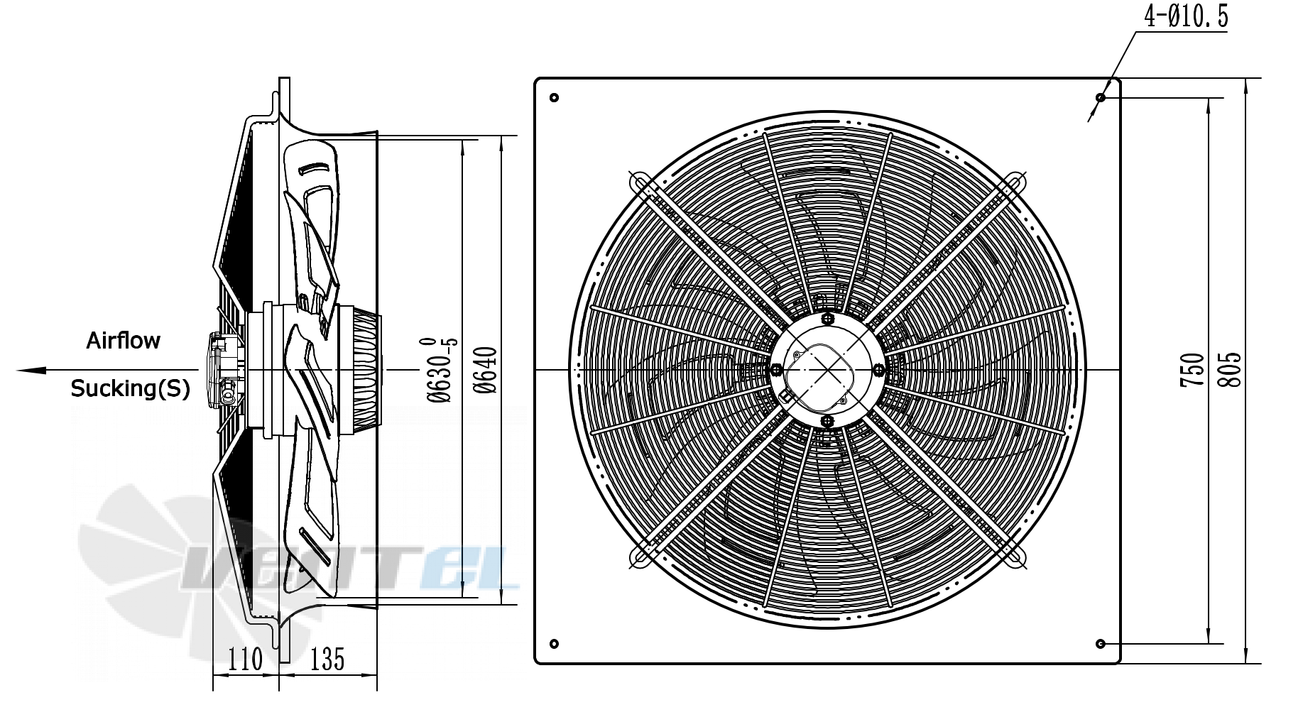 Weiguang WEIGUANG YWF-4D-630-S-180/100-B - описание, технические характеристики, графики