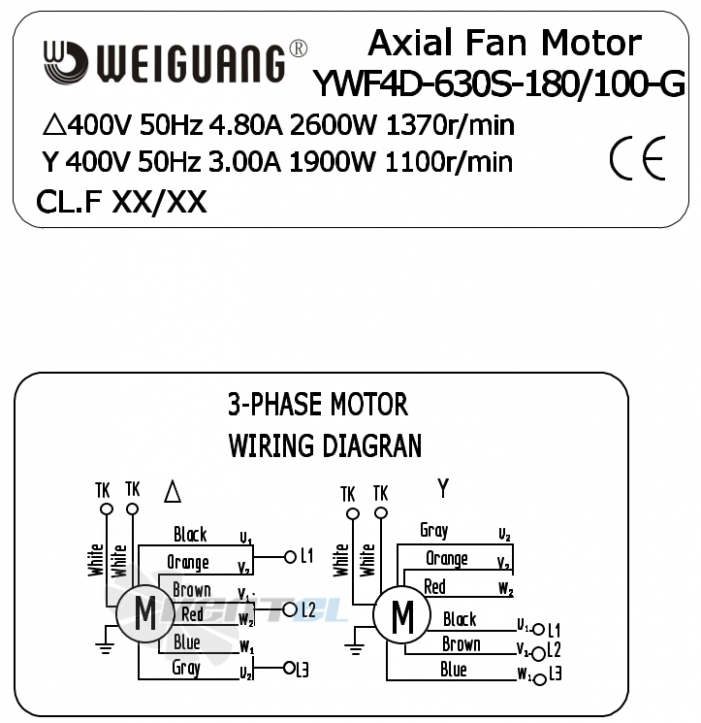 Weiguang WEIGUANG YWF-4D-630-S-180/100-G - описание, технические характеристики, графики