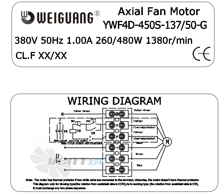 Weiguang WEIGUANG YWF4D-450S-137/50-G - описание, технические характеристики, графики