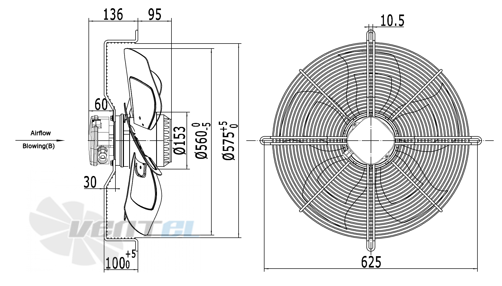 Weiguang WEIGUANG YWF4E-560B-145/80-G - описание, технические характеристики, графики