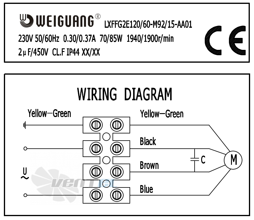 Weiguang WEIGUANG LXFFG2E120-60-M92-15-AA01 - описание, технические характеристики, графики