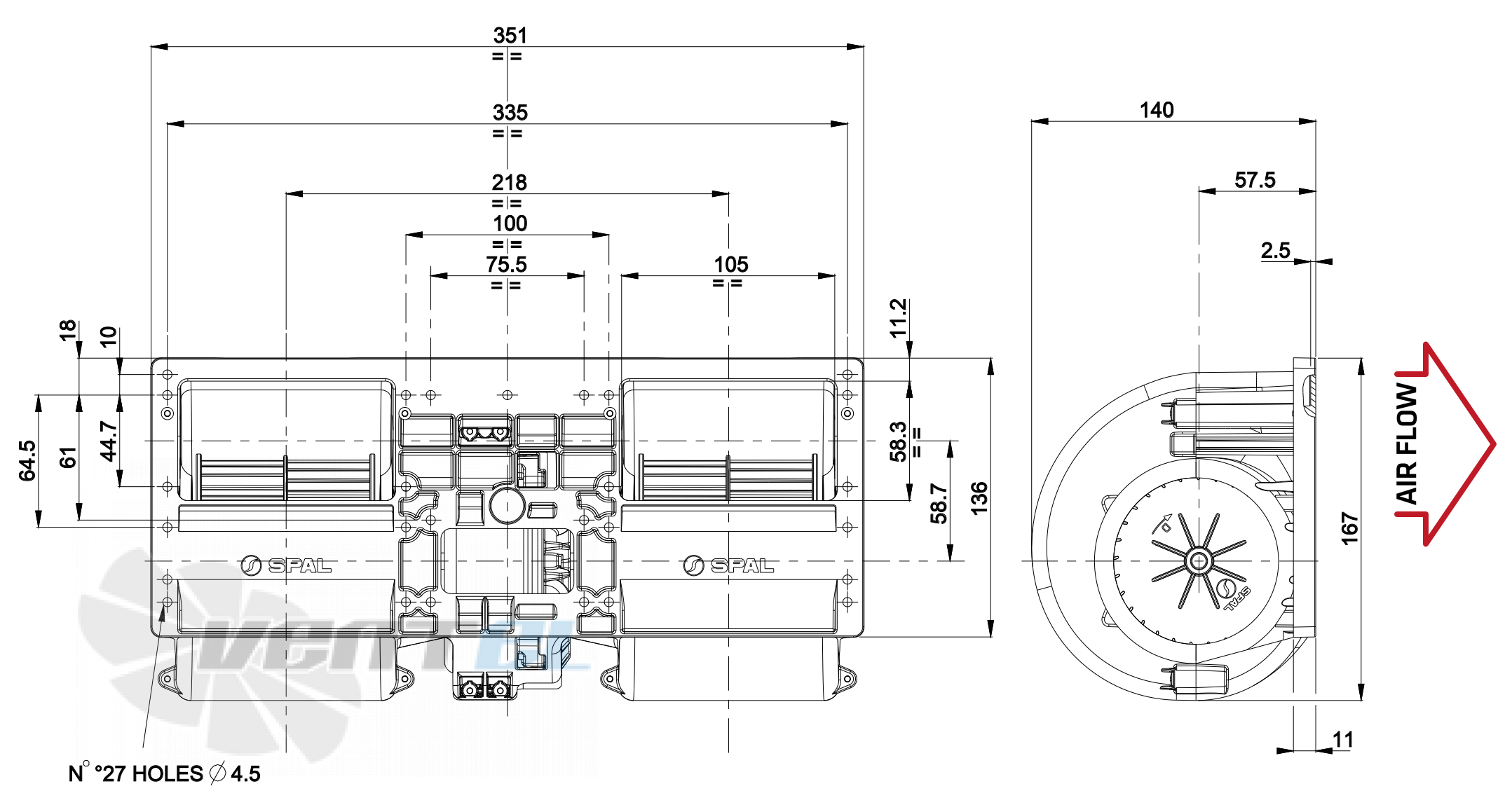 Spal (Италия) SPAL 020-BBL331P/R/N-95 - описание, технические характеристики, графики