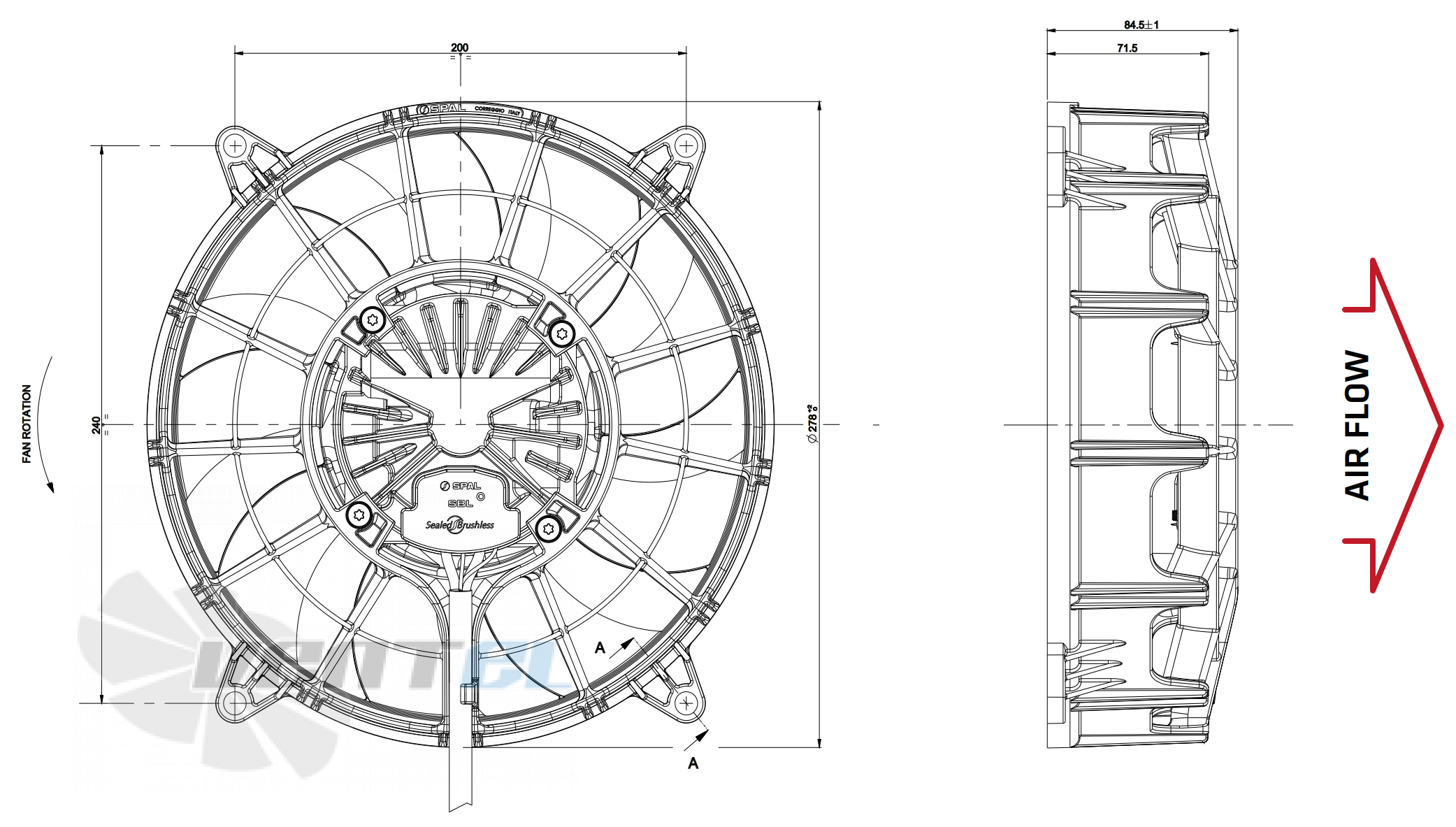 Spal (Италия) SPAL VA109-BBL330P/R/A/N-109A/SH - описание, технические характеристики, графики