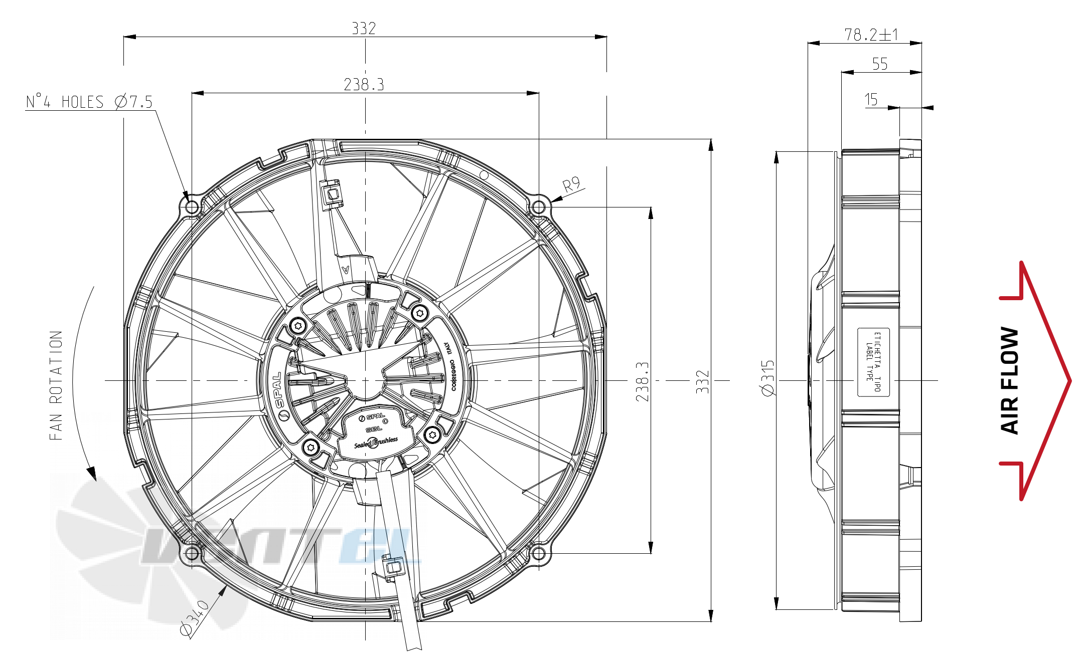 Spal (Италия) SPAL VA113-ABL511P/R/A/N-94A - описание, технические характеристики, графики