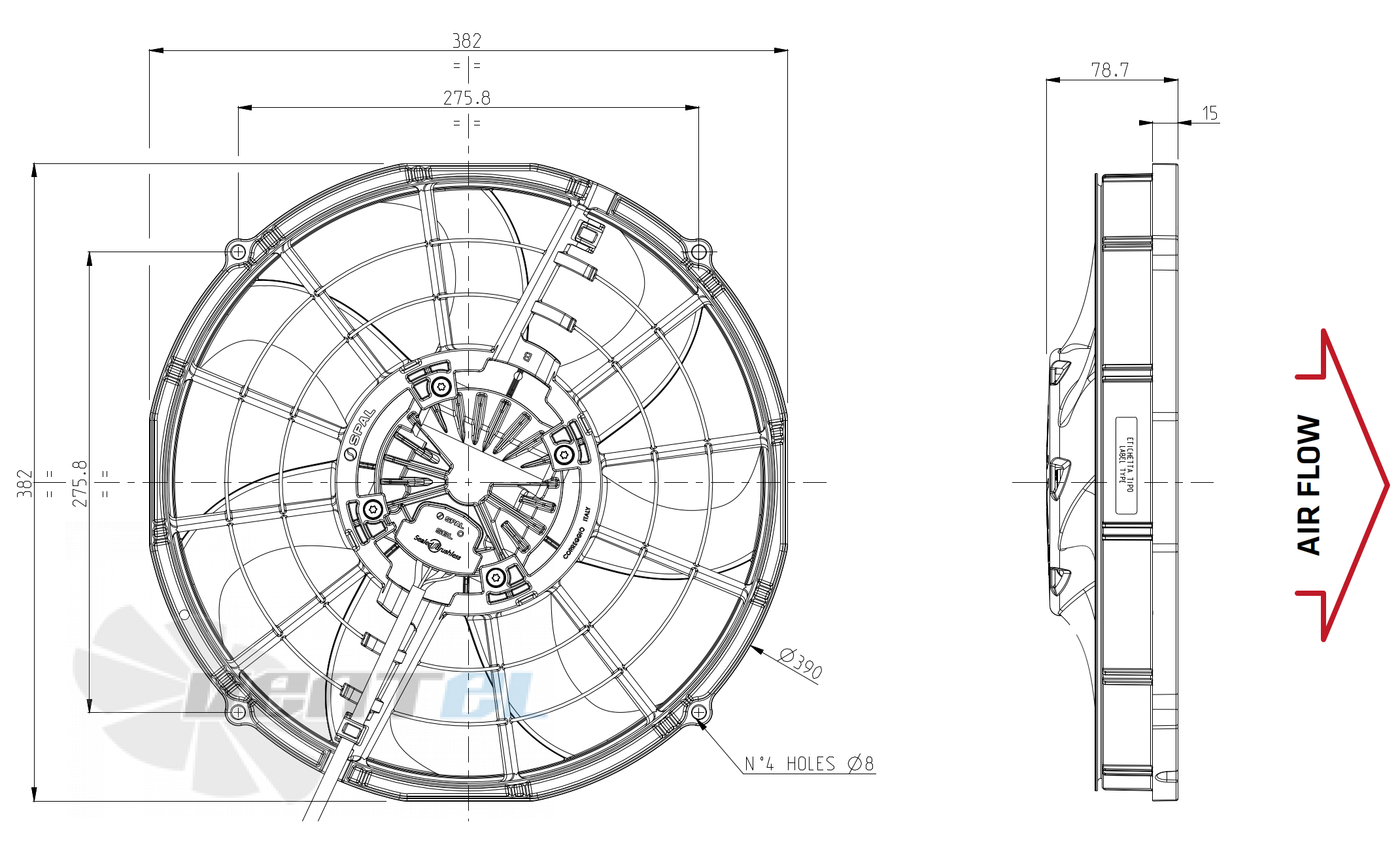 Spal (Италия) SPAL VA116-BBL511P/R/A/N-105A - описание, технические характеристики, графики