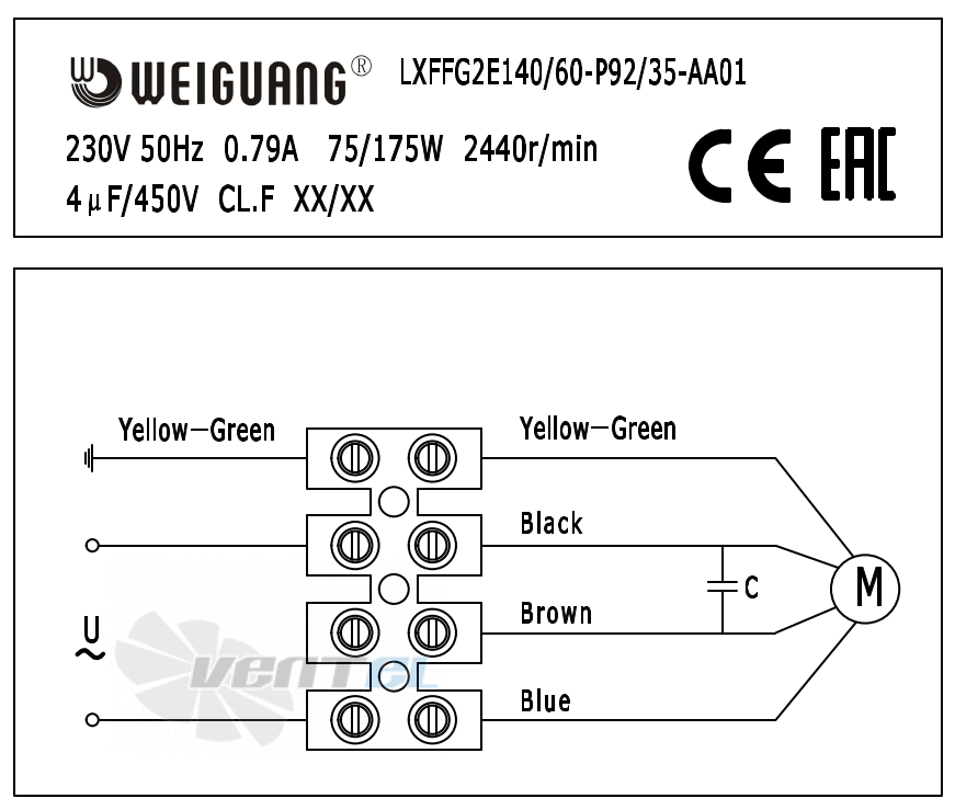 Weiguang WEIGUANG LXFFG2E140-60-P92-35-AA01 - описание, технические характеристики, графики