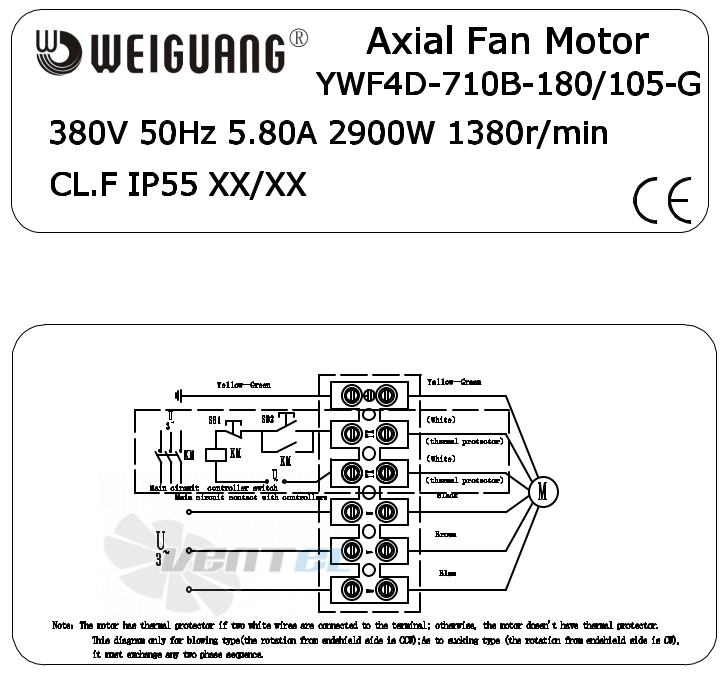 Weiguang WEIGUANG YWF-4D-710-B-180/105-G - описание, технические характеристики, графики