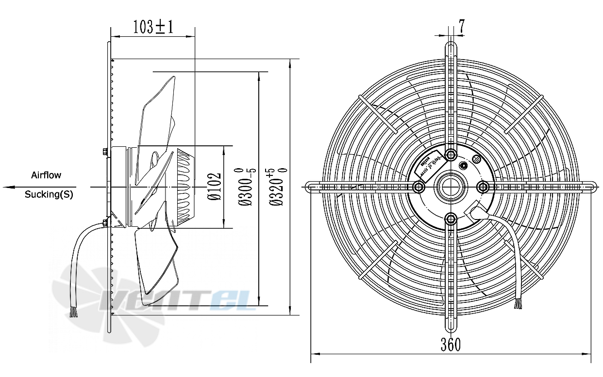 Weiguang WEIGUANG YWF-2D-300-S-102/34-G 230V - описание, технические характеристики, графики