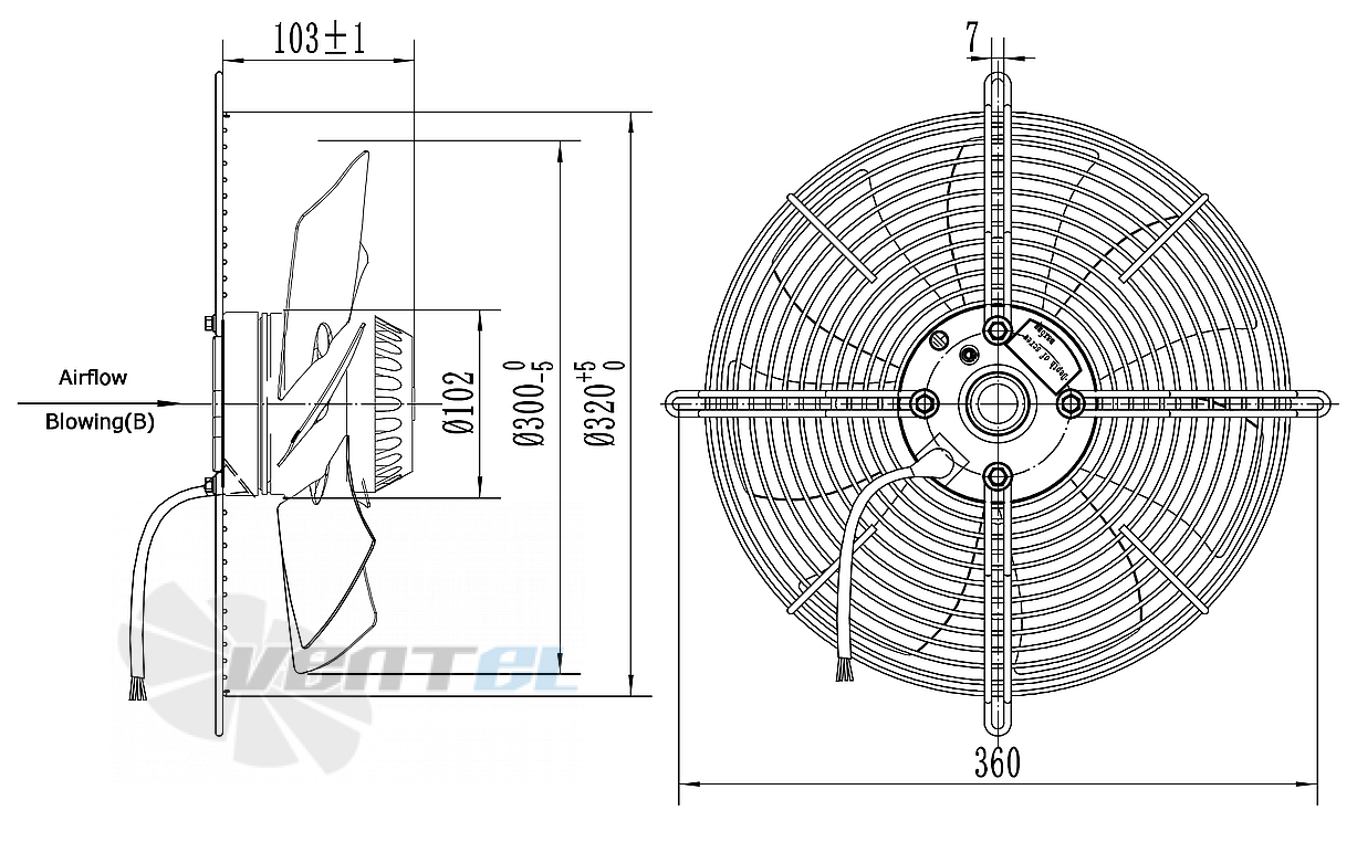 Weiguang WEIGUANG YWF-2E-300-B-102/34-G - описание, технические характеристики, графики