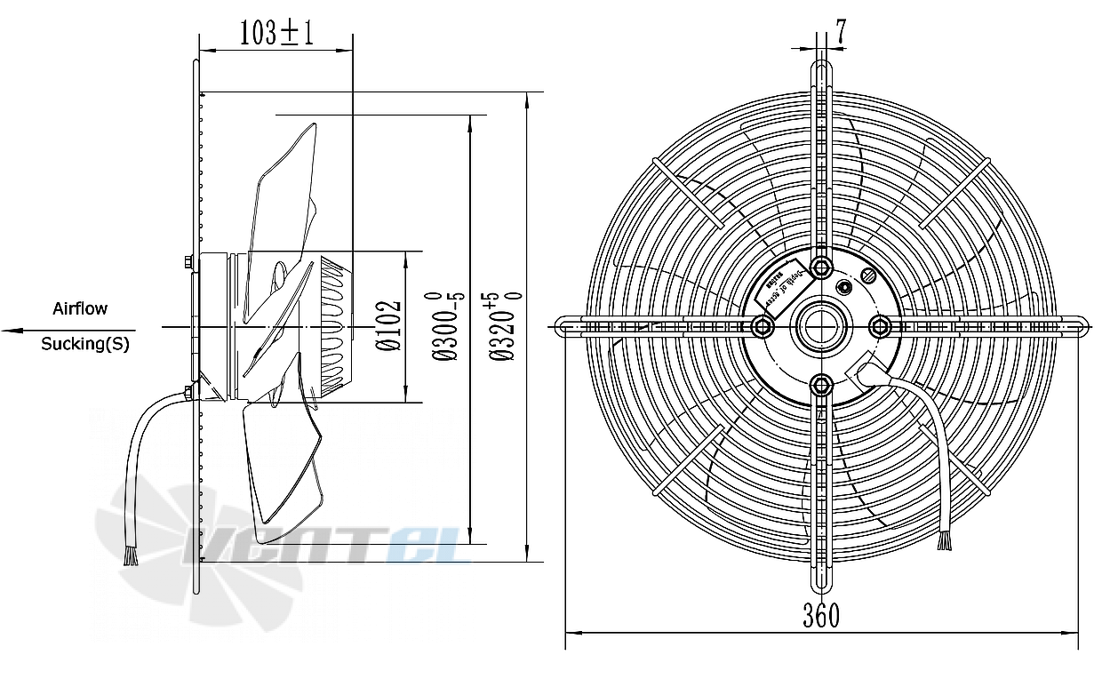 Weiguang WEIGUANG YWF-2E-300-S-102/34-G - описание, технические характеристики, графики