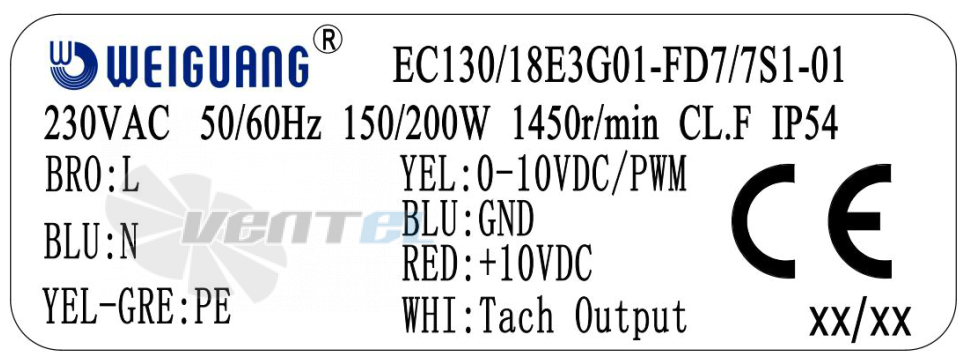 Weiguang WEIGUANG EC130-18E3G01-FD7-7S1-01 - описание, технические характеристики, графики