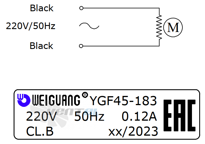 Weiguang WEIGUANG YGF48-183-L 220В - описание, технические характеристики, графики