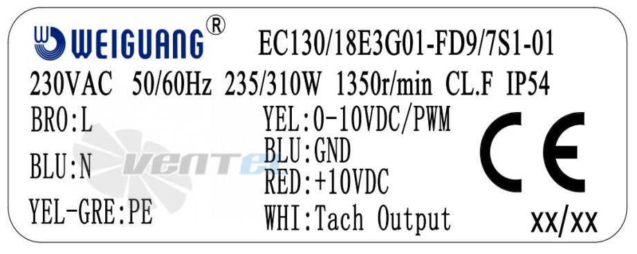Weiguang WEIGUANG EC130-18E3G01-FD9-7S1-01 - описание, технические характеристики, графики