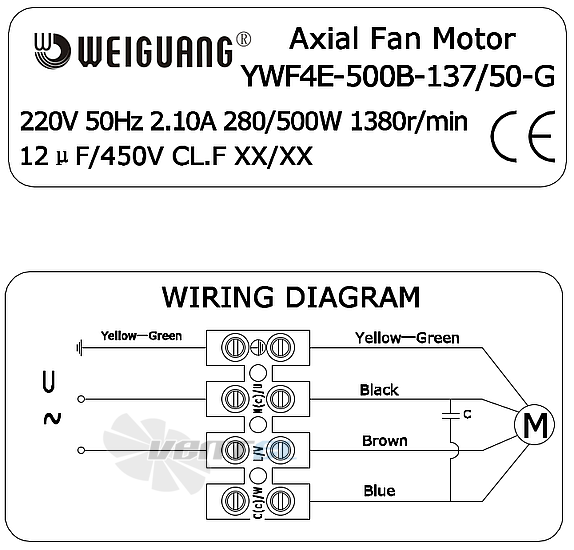 Weiguang WEIGUANG YWF4E-500B-137/50-G - описание, технические характеристики, графики