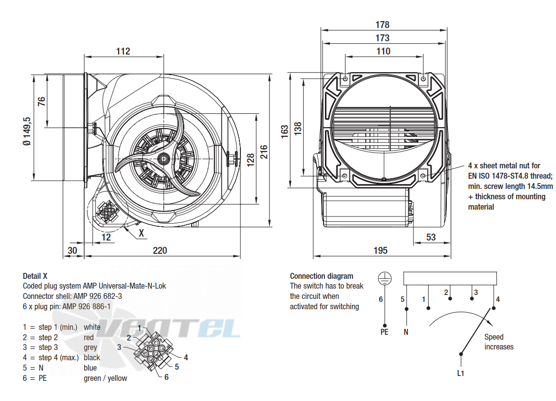 Ebmpapst D2E146-HS97-03 - описание, технические характеристики, графики