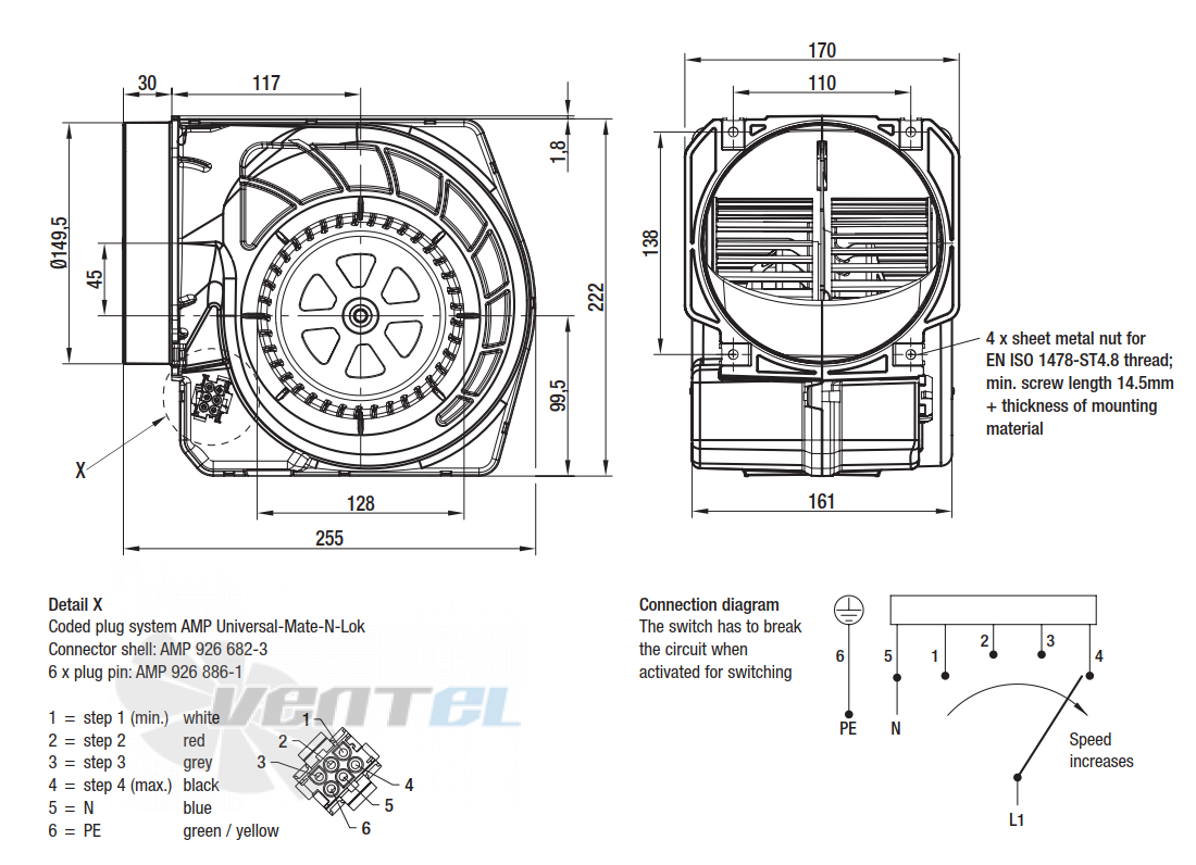 Ebmpapst D2E146-KA45-01 - описание, технические характеристики, графики