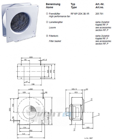 Ziehl-abegg RF18P-2DK.3B.1R - описание, технические характеристики, графики