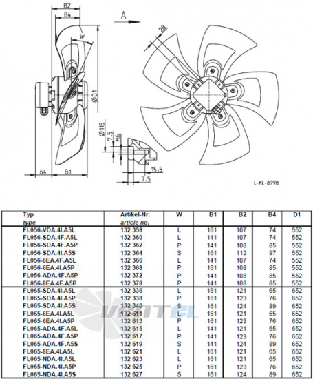 Ziehl-abegg FL065-6EA.4I.A5L - описание, технические характеристики, графики