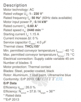 Ziehl-abegg FB025-2ED.WC.A5 - описание, технические характеристики, графики