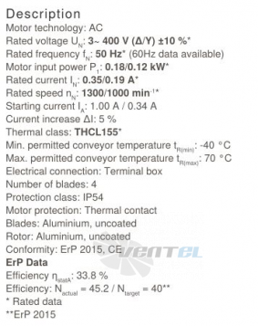 Ziehl-abegg FB040-VDK.2C.V4L - описание, технические характеристики, графики