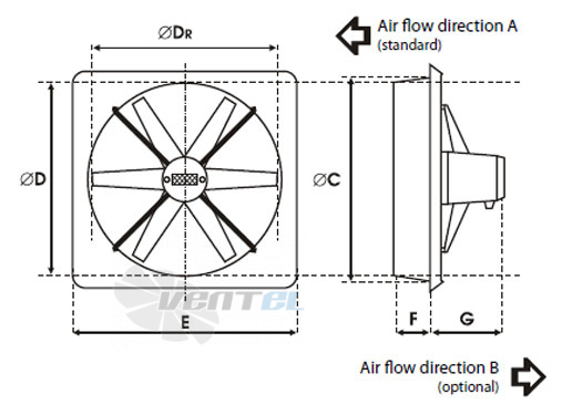 Deltafan(Польша) 400-R-12-12-45-400-REW - описание, технические характеристики, графики